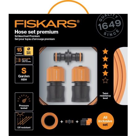 Fiskars Tömlő készlet premium Q4 15m 9mm (5 év garancia a tömlőre) (1020447)