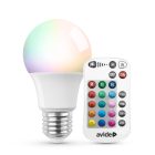 Izzó LED E27 9,7W RGB+W távirányítóval Avide Mini Globe