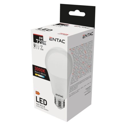 Izzó Led E27 8W 3000K Entac