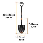 Ásó 21x30cm hőkezelt acél fej rövid üvegszálas műanyag D nyél