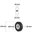 Tömör kerék 178mm csapágyazott 95 kg teherbírás