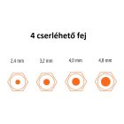 Popszegecshúzó 25 cm-es 4 db cserélhető fejjel