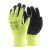 Védőkesztyű latex mártott polieszter fekete sárga 8-11