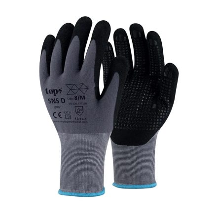 Homokszemcsés nitrilhabba mártott védőkesztyű tenyérpontozássl TOP